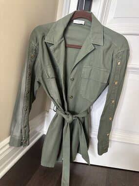 Sandro Olive Utility Tie-Waist Jacket